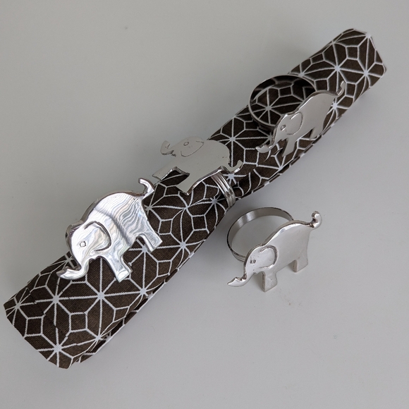 Elephant Napkin Rings Pier 1 Imports Nickel Plated Set of 4 Nice & Shiny - Picture 11 of 12
